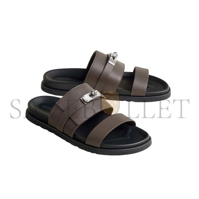 HERMES JACKSON SANDAL IN CALFSKIN WITH PALLADIUM PLATED BUCKLE 